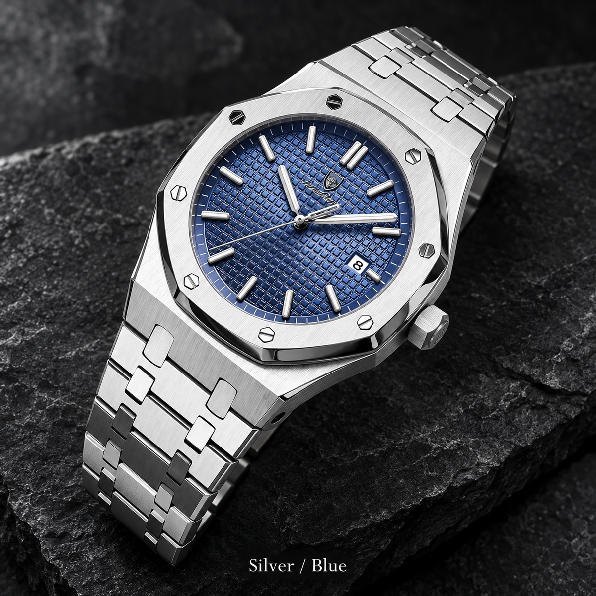Silver / Blue